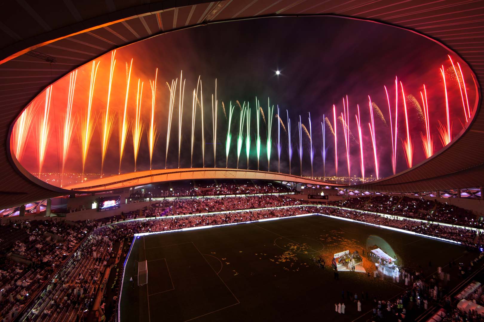 Hazza Bin Zayed Stadion Abu Dhabi Flash Art Fx Feuerwerk Lasershows Multi Media Shows 6012